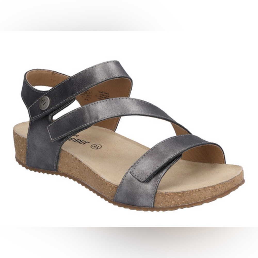 Josef Seibel Tonga 25 Leather Strap Sandals 36 5.5-6 Gray